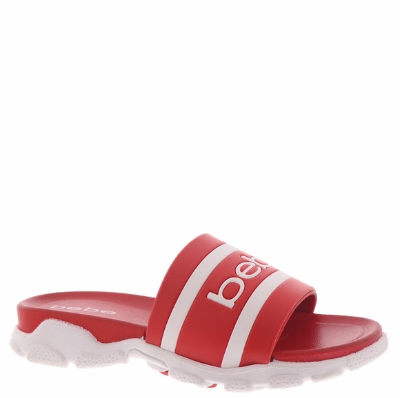 NWT BEBE WOMEN'S RED SLIP ON SLIDES SANDALS - Picture 7 of 8